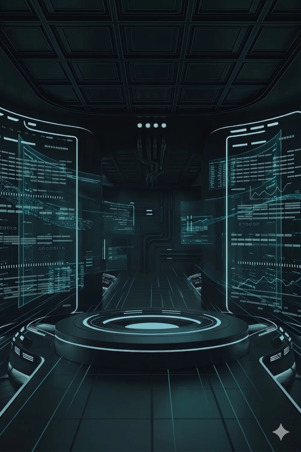 A command room where every in-flight AI action is watched and can be paused: the human still holds the controls.